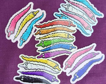 Pride Flag Transgender, Bisexual, Pansexual, Non binary, Rainbow, Worm-On-A-String Stickers  bi pan Trans