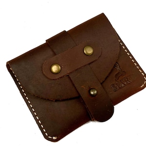 Porta carte in pelle, portafoglio per carte, resistente, unisex, pelle di mucca, regalo per uomo, fatto a mano