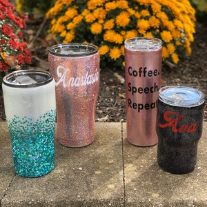 Custom Ombre Glitter Tumbler, Tumbler with Lid, Custom Tumbler, Gift for Her, Teacher Gift, Christmas Gift, Birthday Gift