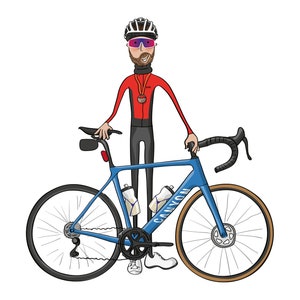 Custom cyclist portrait. Gift for cyclist. Personalised cyclist gift. Gift for father. Digital image only. image 10