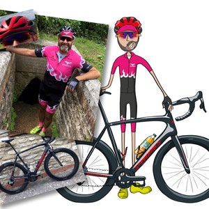 Custom cyclist portrait. Gift for cyclist. Personalised cyclist gift. Gift for father. Digital image only. image 2