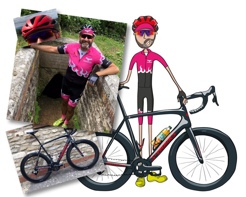 Custom cyclist portrait. Gift for cyclist. Personalised cyclist gift. Gift for father. Digital image only. image 2