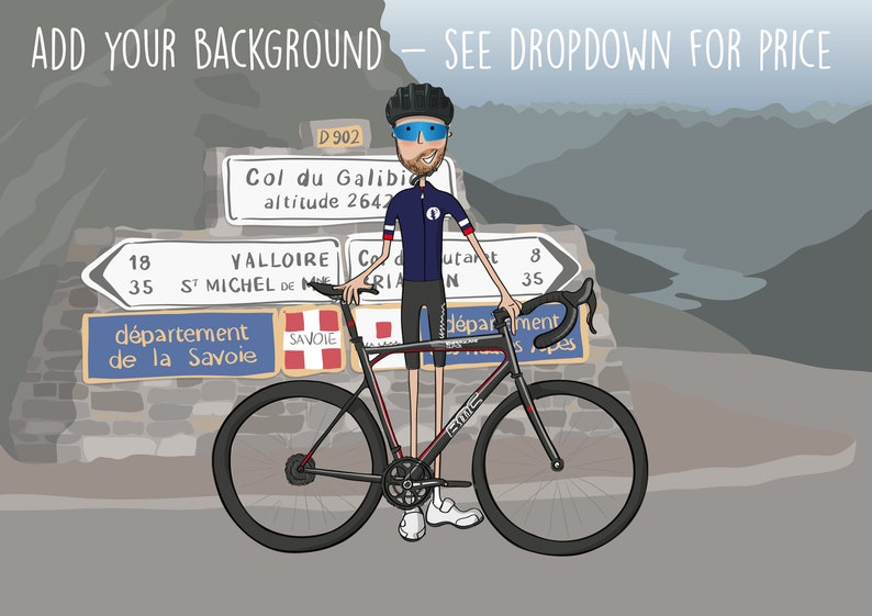 Custom cyclist portrait. Gift for cyclist. Personalised cyclist gift. Gift for father. Digital image only. image 8