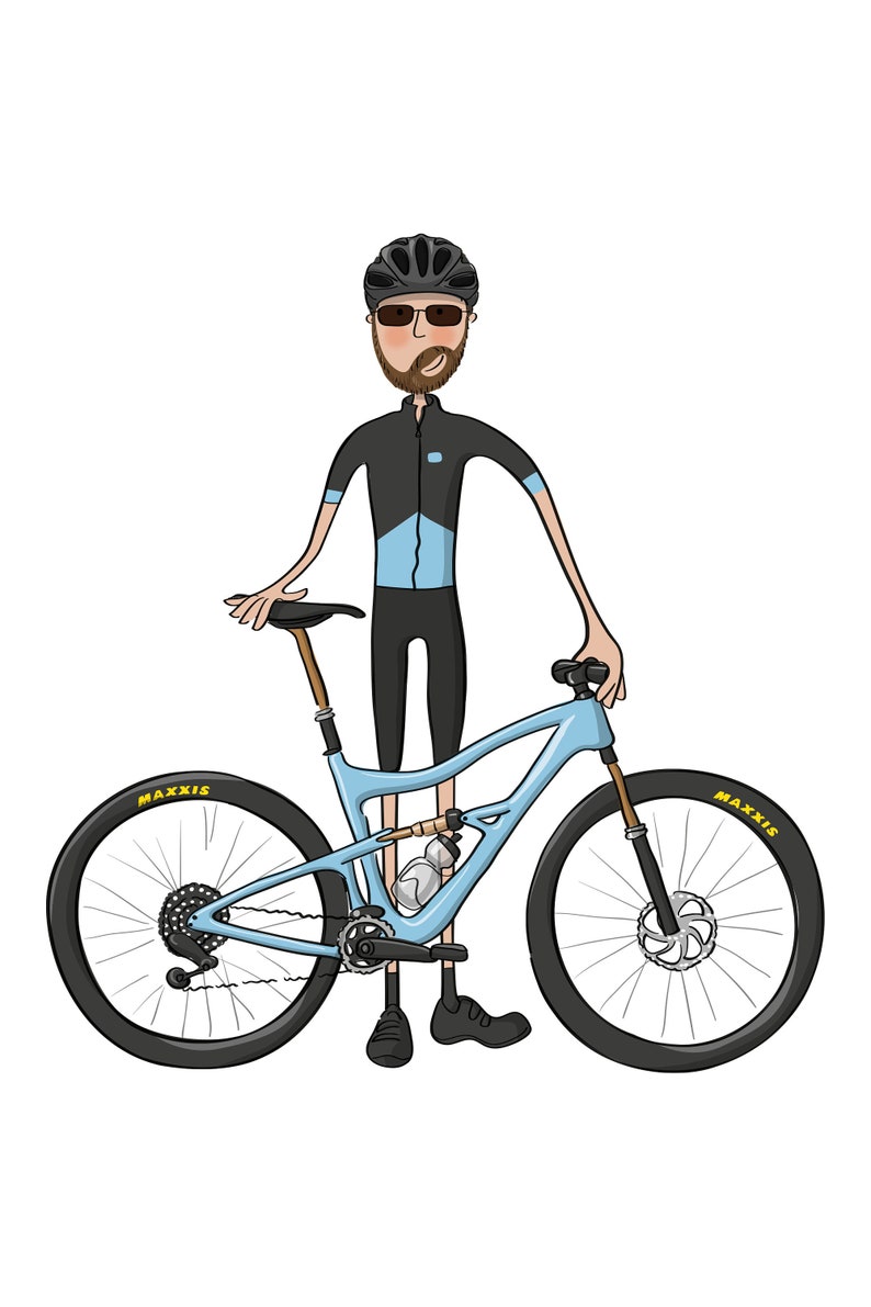 Custom cyclist portrait. Gift for cyclist. Personalised cyclist gift. Gift for father. Digital image only. image 5