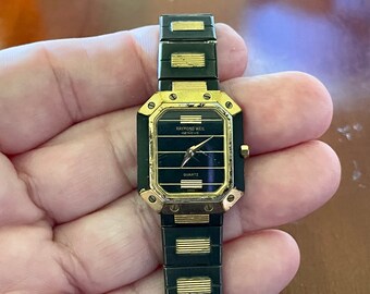 Ladies Black Watch Raymond Weil Quartz Octagon Swiss Watch Gold Watch Refurbished wrist watch