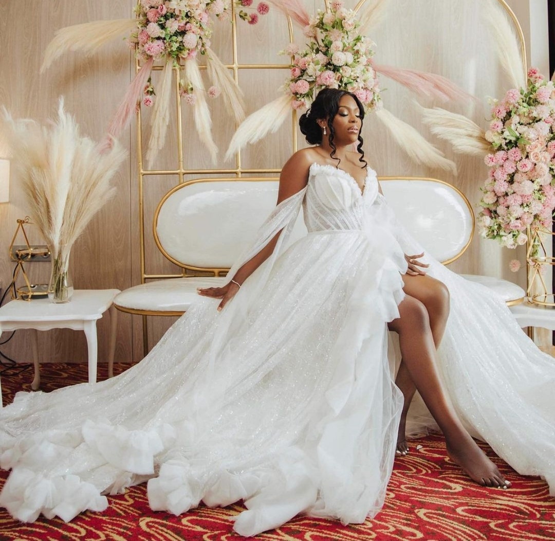 White Bridal Robe/wedding Day Robe/sheer Bridal Robe/wedding Robes for