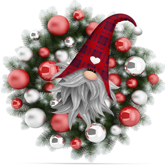 Download Christmas Gnome In Wreath Png And Jpeg Instant Download Design Etsy