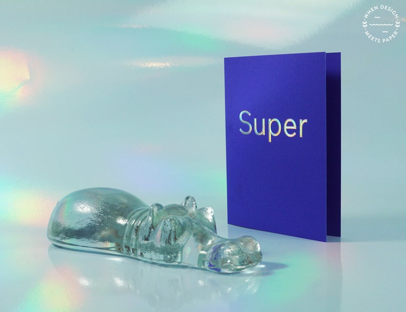 Super - holographic embossed postcard