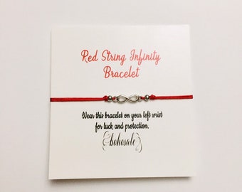 Infinity Bracelet, Red String Bracelet, Adjustable Unisex Protection Bracelet, Lucky Charm Red String Bracelet, Good Luck Bracelet