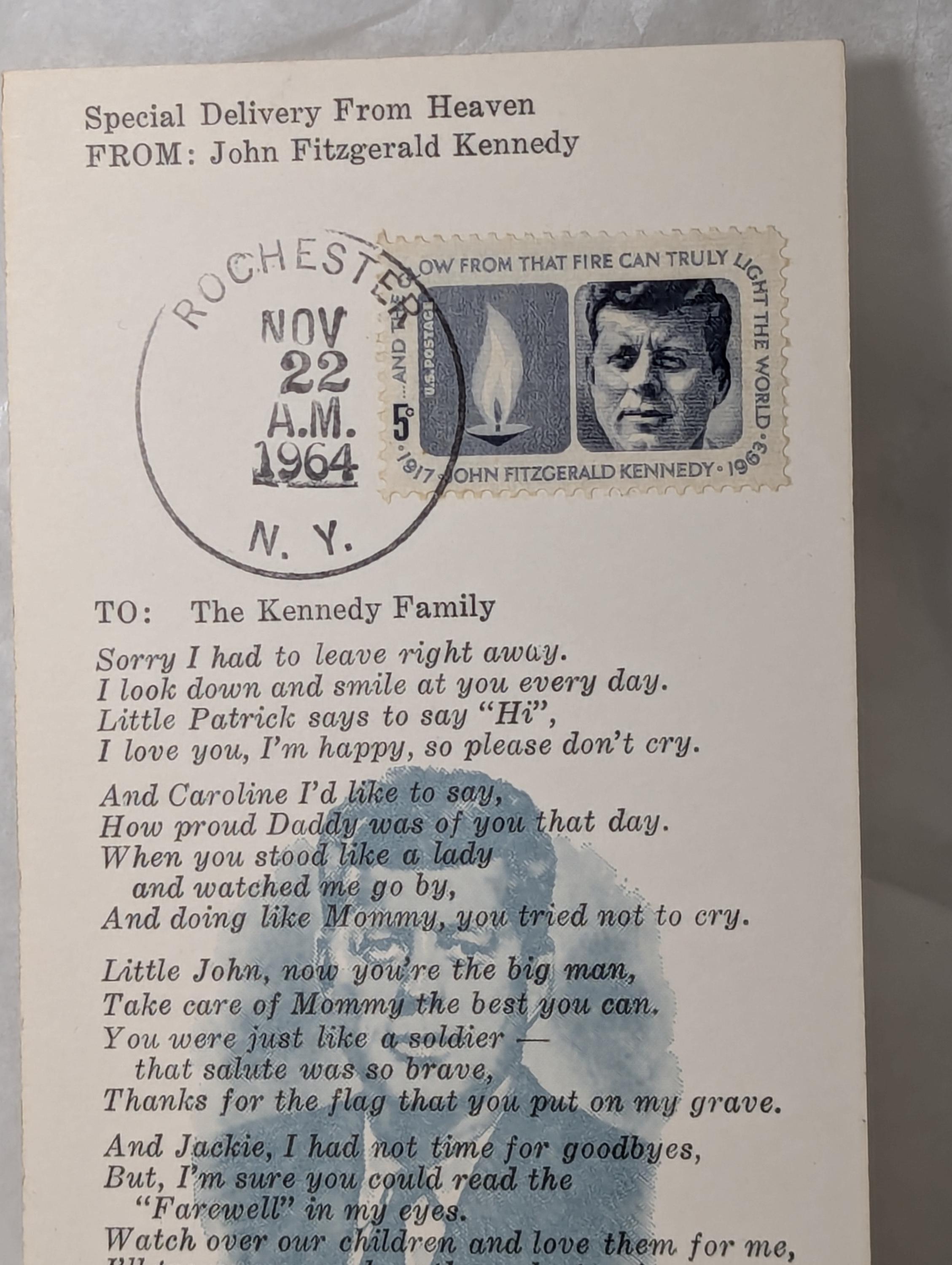 John Fitzgerald Kennedy ~ Special Delivery From Heaven ~ Addressed