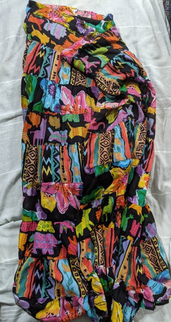 Vintage Bright Colorful 1980's Skirt ~ PHOOL ~ Siz