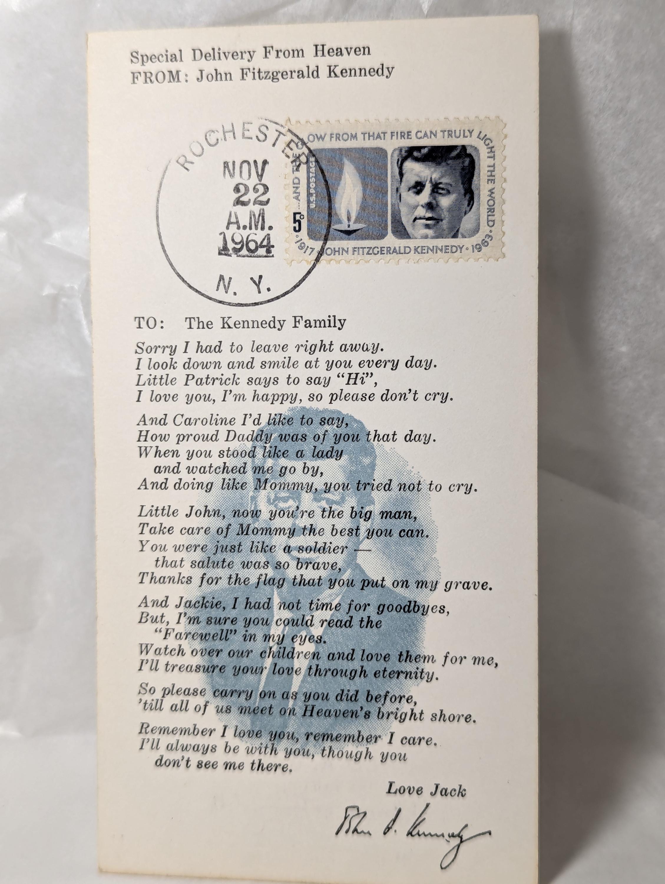 John Fitzgerald Kennedy ~ Special Delivery From Heaven ~ Addressed