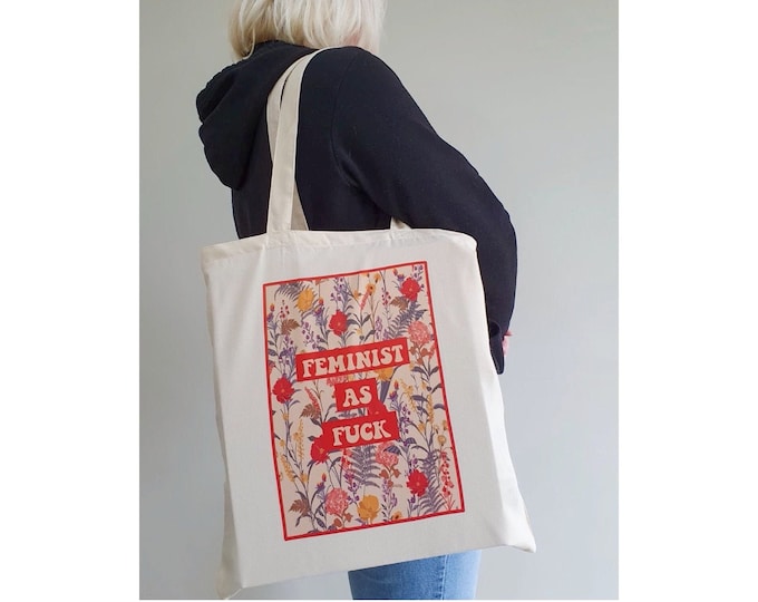 Feminist Tote Bag Feminist AF, Birthday Gift for Feminist, Feminism