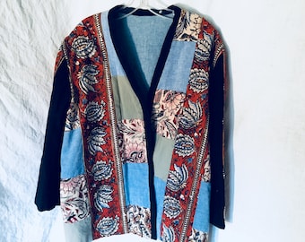 plus-size cotton patchwork jacket