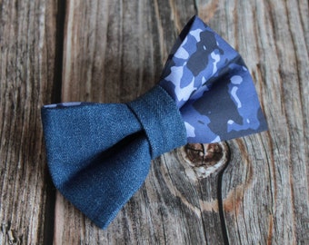 Denim and camo dog bow tie, bow ties for dogs