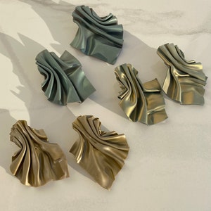 TALIA Polymer clay, statement earrings, metallic jewelry, cloth earrings image 8