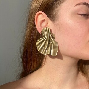 TALIA Polymer clay, statement earrings, metallic jewelry, cloth earrings image 3