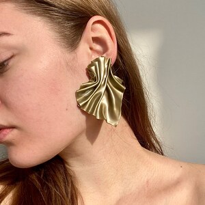 TALIA Polymer clay, statement earrings, metallic jewelry, cloth earrings image 2