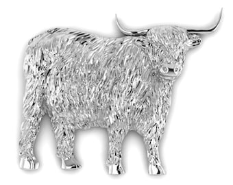 Sterling silver Scottish Cow Figure 4 sizes