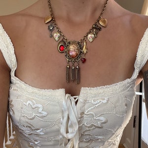 Vintage Victorian Lovers Charm Necklace