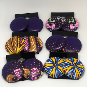 Fabric Covered Button Earrings | African Print | Ankara Print | Wax Print | Post Back Earrings | Stud Earrings | Nickel Free