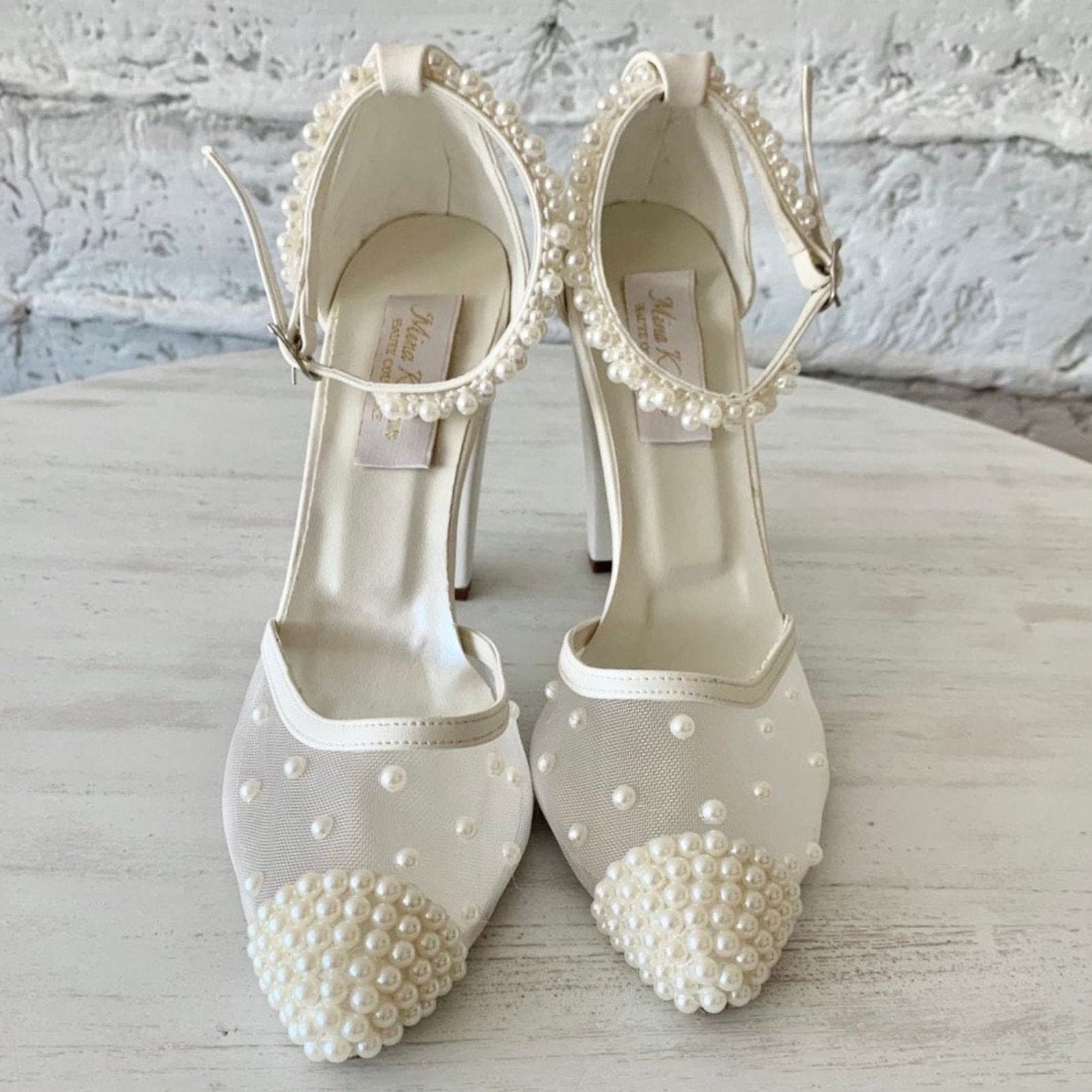 Pearl Ivory Wedding Shoes, Comfort Block Heels, Elegant Bridal Shoes Pearl Ivory Wedding Shoes, Comfort Block Heels, Elegant Bridal Shoes