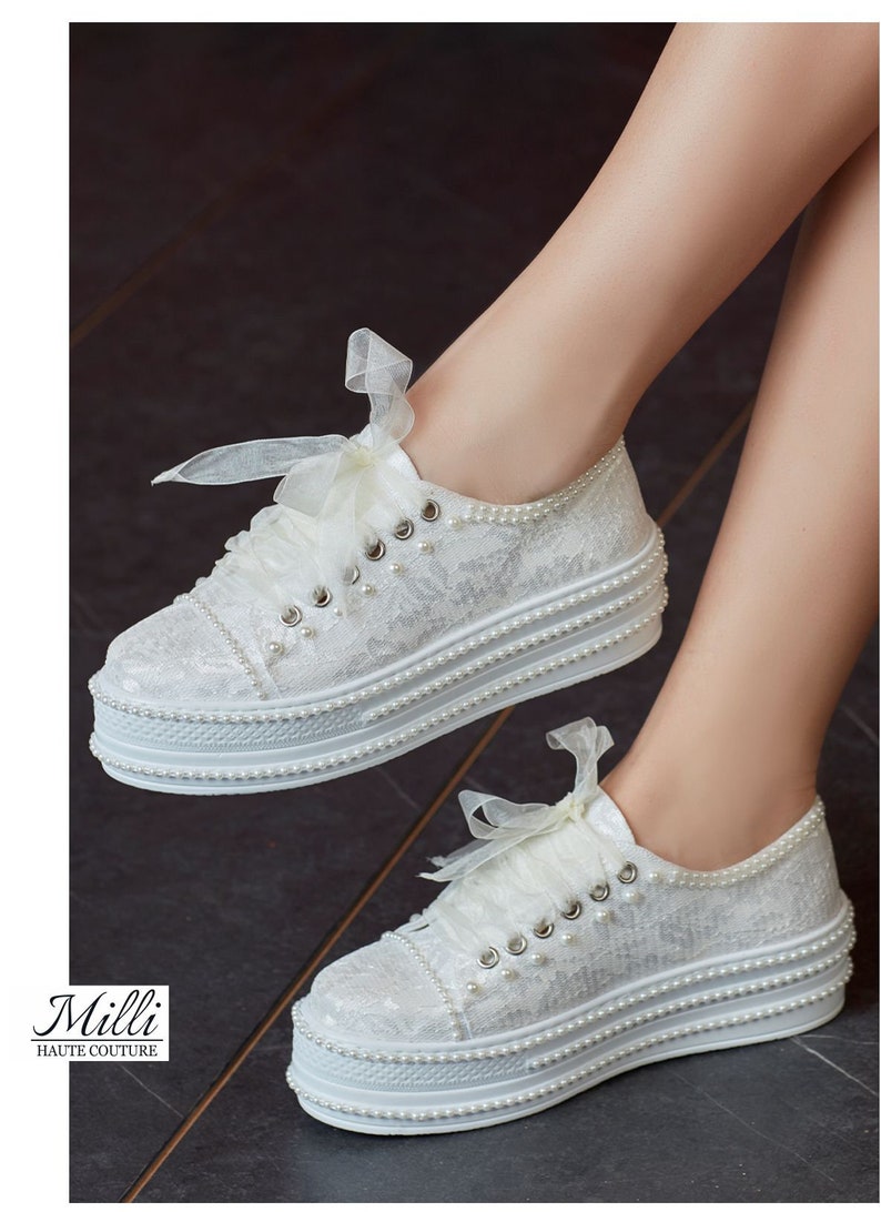 Wedding Platform Sneakers Shoes for Bride / Bridal Lace - Etsy