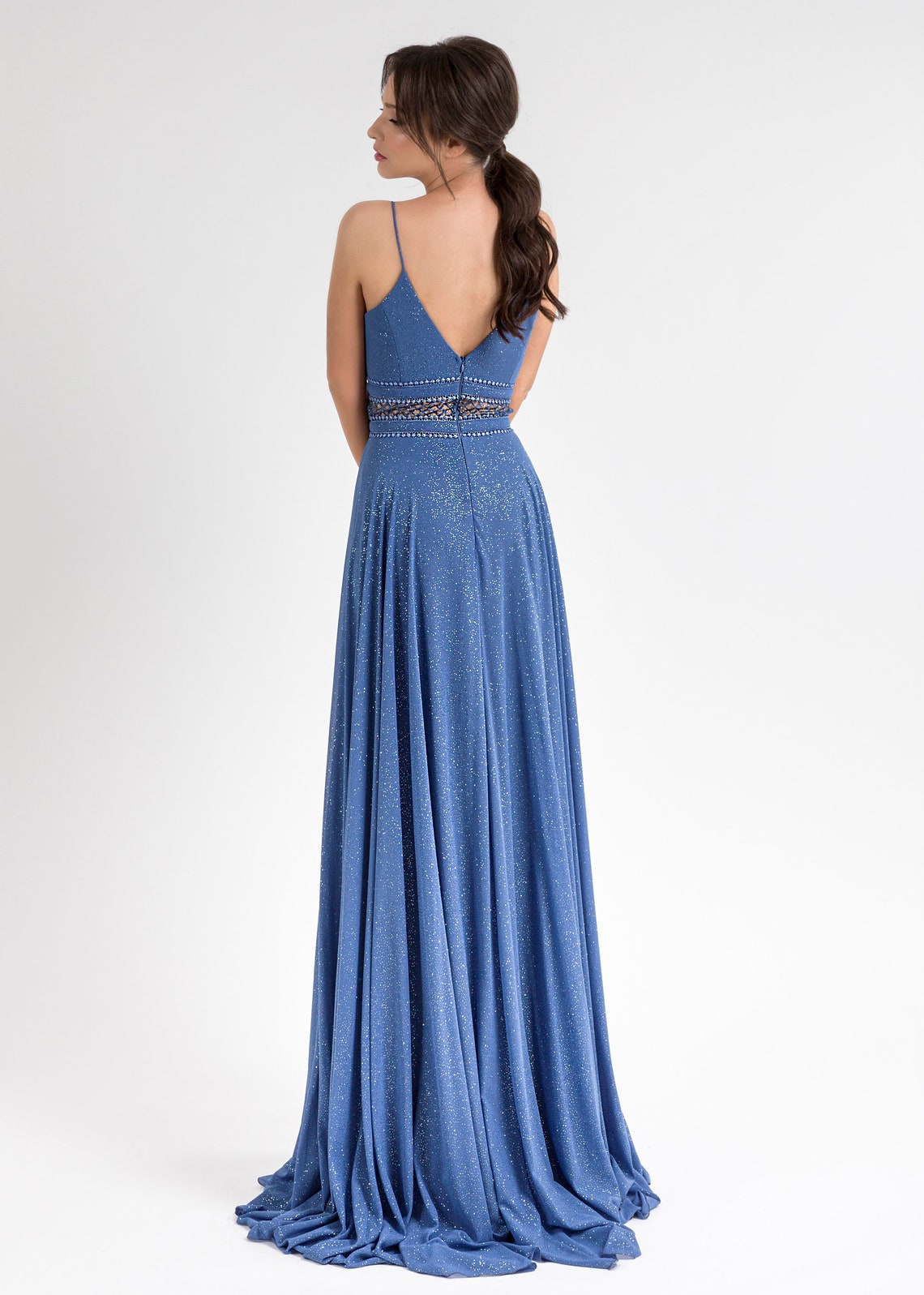 floral chiffon evening gown