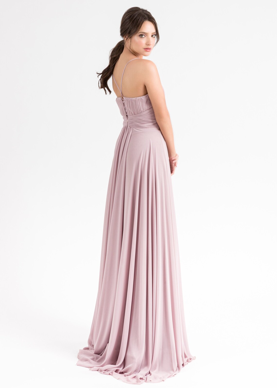 Blush Pink Grecian V Neck Prom Graduation Evening Cocktail Dress CX830026