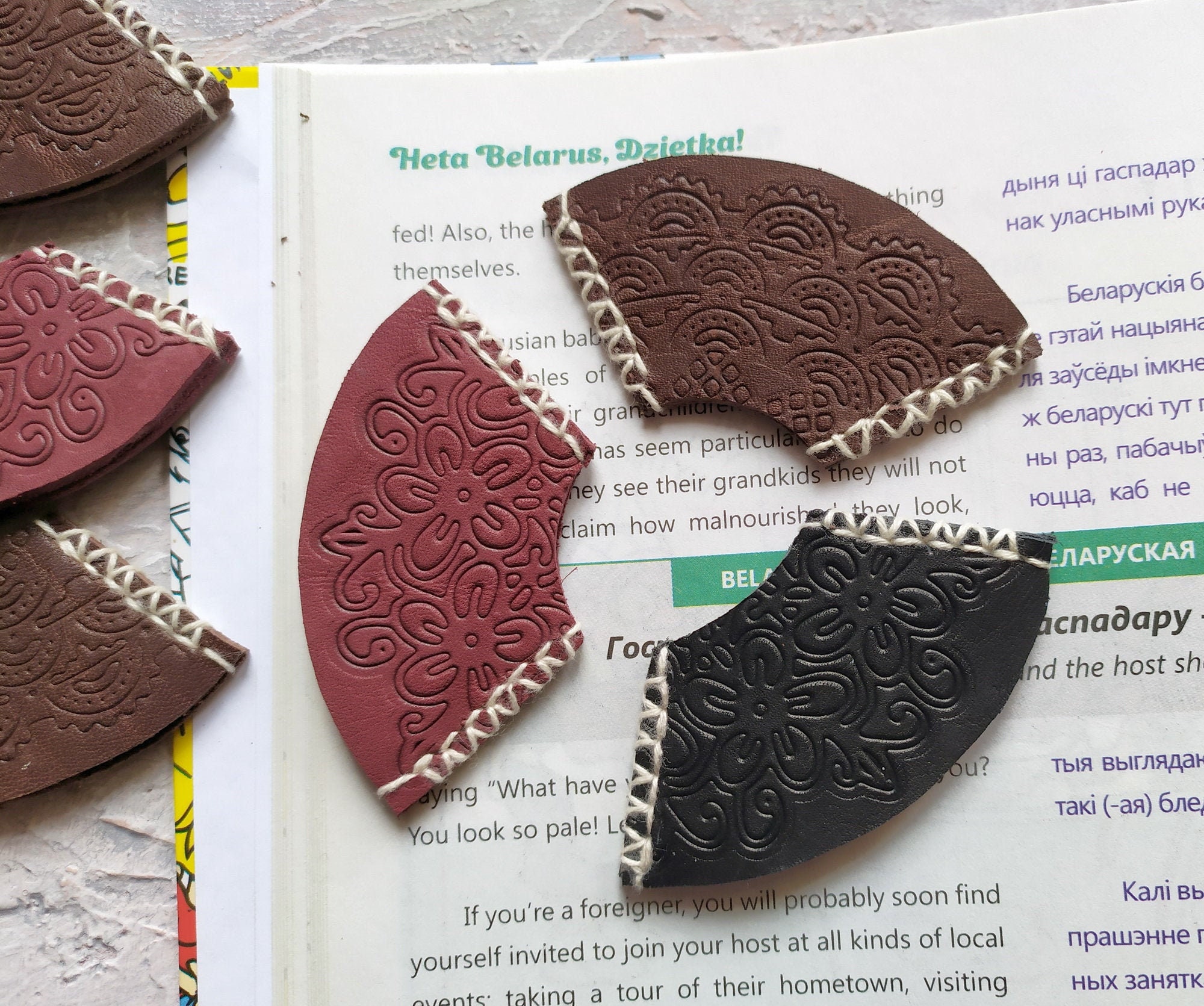 Embossed Leather Bookmark. Corner Bookmark. Gift for Teacher Etsy