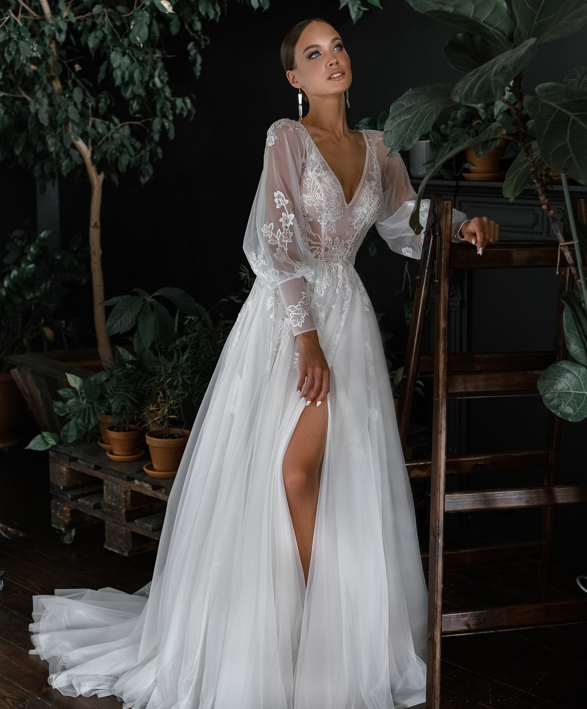 Long Sleeve Wedding Dress Winter Wedding Dress Long Sleeve - Etsy UK