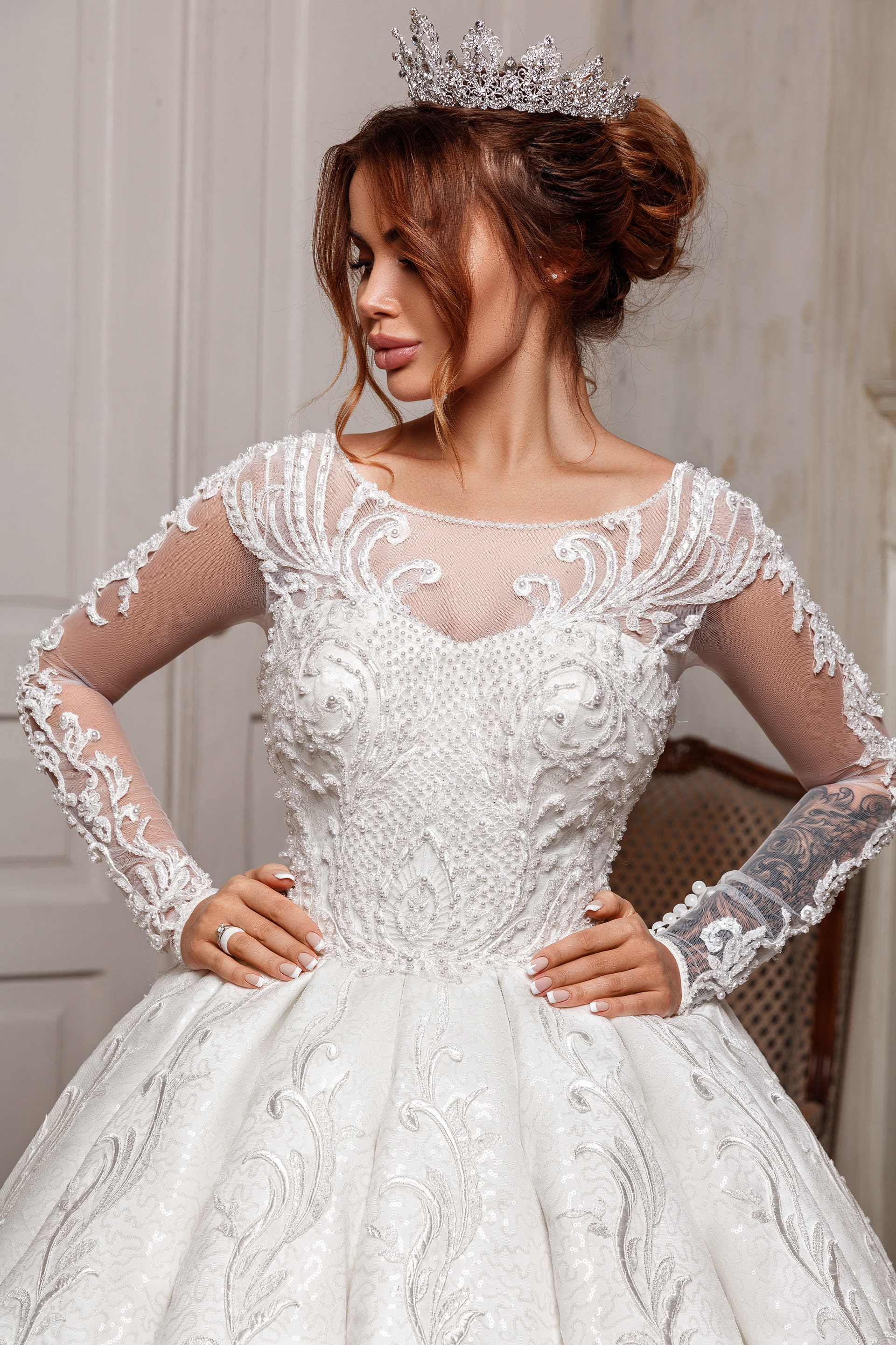 Royal sparkle ball gown wedding dressSparkling lace Full | Etsy