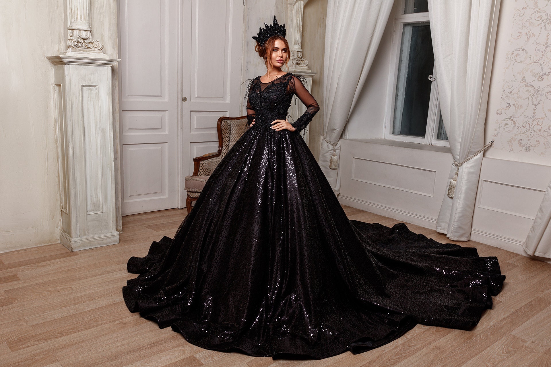 big black wedding dress