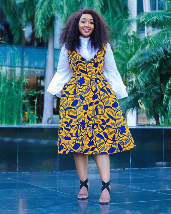 ankara pinafore dress