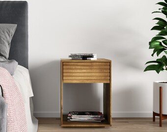 Bedroom Nightstand with Drawers, Bedside Organiser, Nightstand With Drawer, Small Bedside Table, Unique Side Table