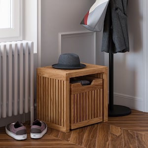 Oak Entryway Bench, Wooden Organizer, Rustic Wooden Indoor Bench, Modern Storage Bench, Handmade Furniture, Small Indoor Entrance Bench