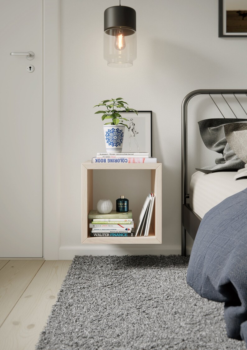 Wood Cube Shelf Cube Shelf Wooden Wall Shelf Birch Floating Etsy