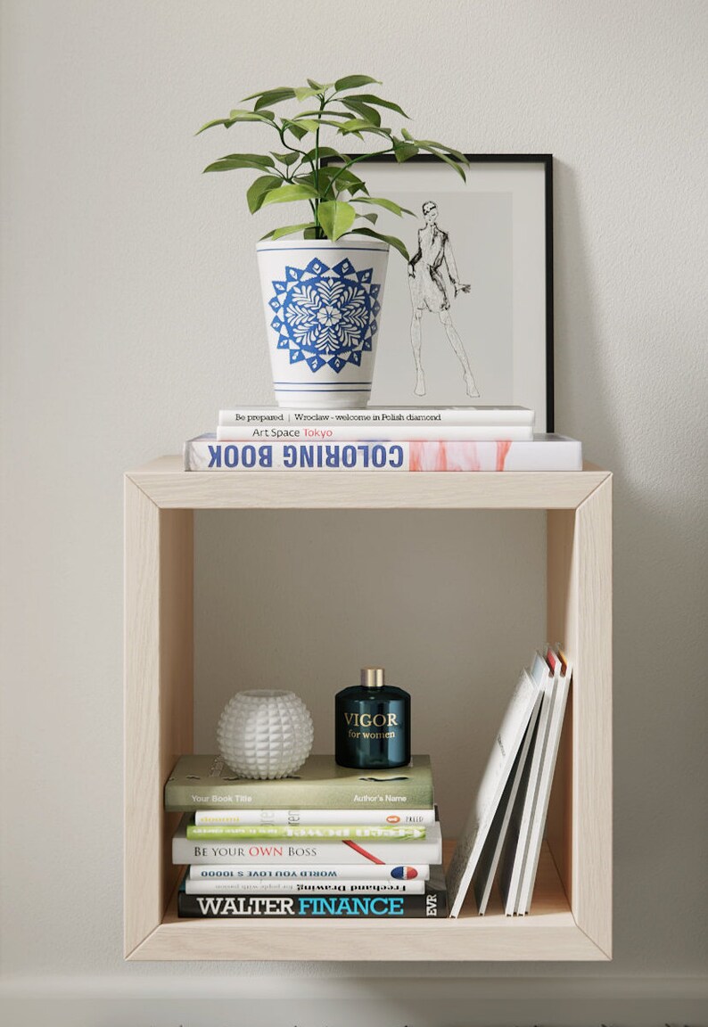 Wood Cube Shelf Cube Shelf Wooden Wall Shelf Birch Floating Etsy
