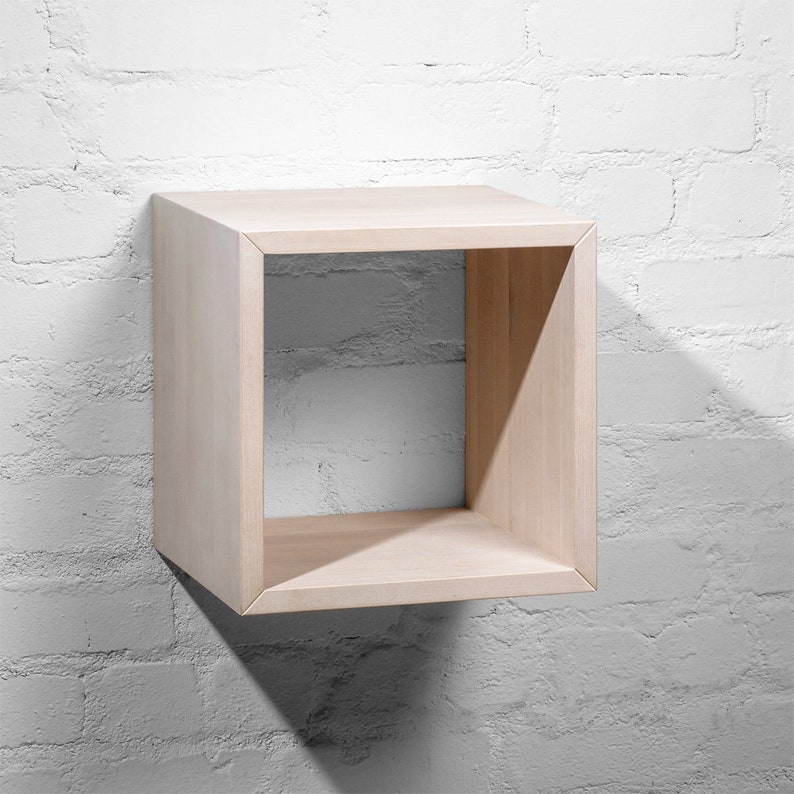 Wood Cube Shelf Cube Shelf Wooden Wall Shelf Birch Floating Etsy