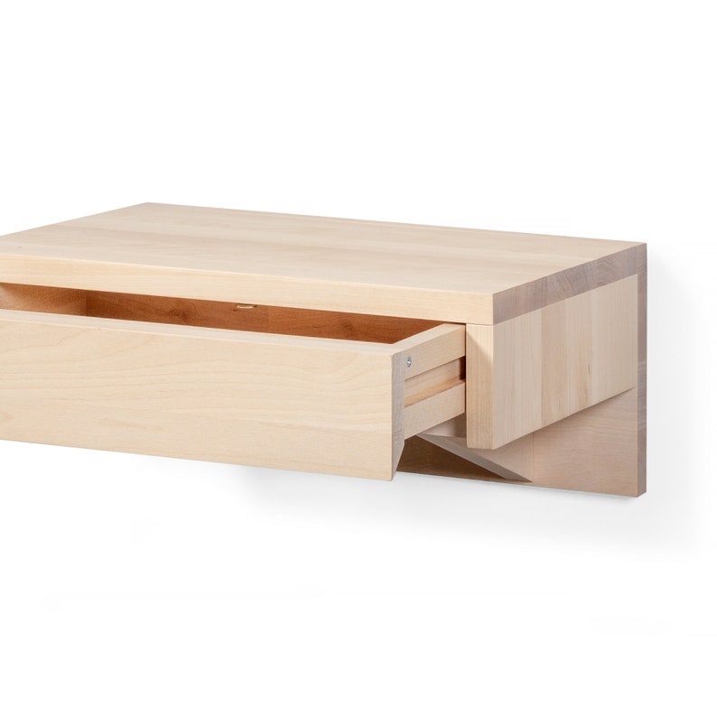 Wood Bedside Table Nightstand Organize Floating Drawer Etsy