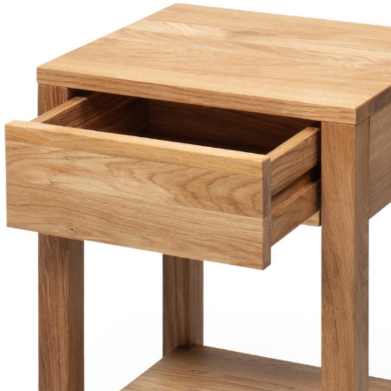 Wood Nightstand Organizer Wooden Bedside Table Oak Etsy