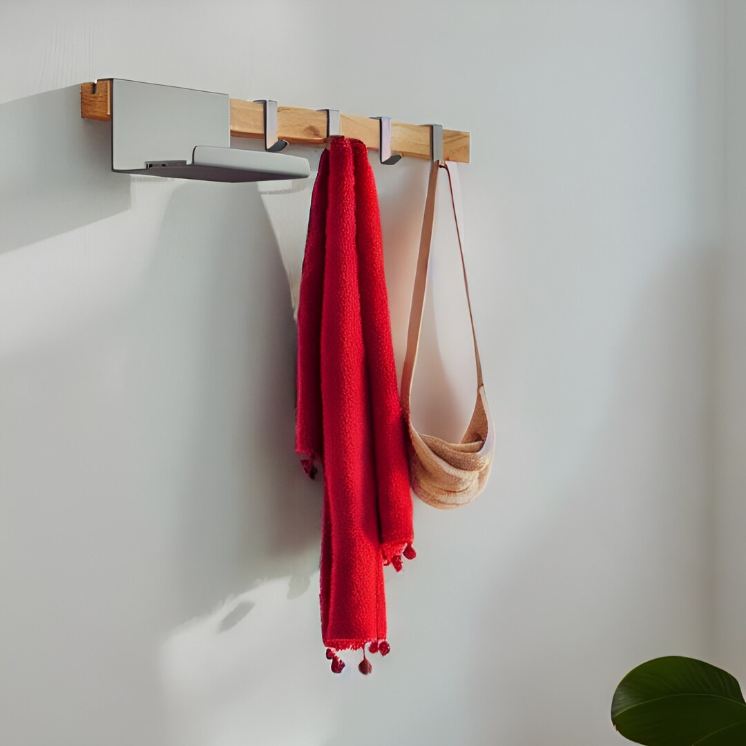 Wooden Coat Rack, Oak Clothing Rack, Wardrobe Coat Rack, Steel Clothes Rack, Modern Key Rack