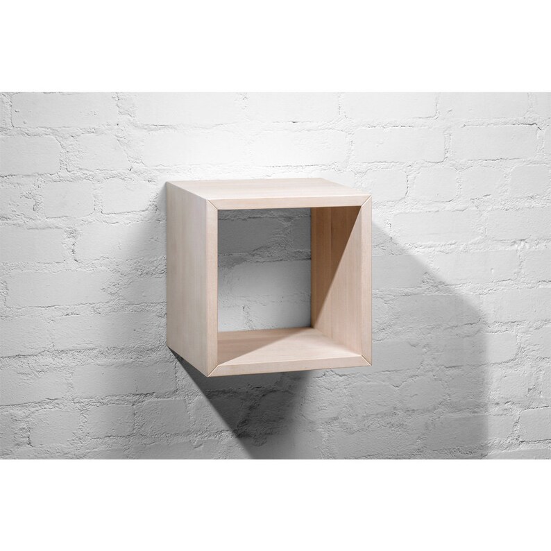 Wood Cube Shelf Cube Shelf Wooden Wall Shelf Birch Floating Etsy