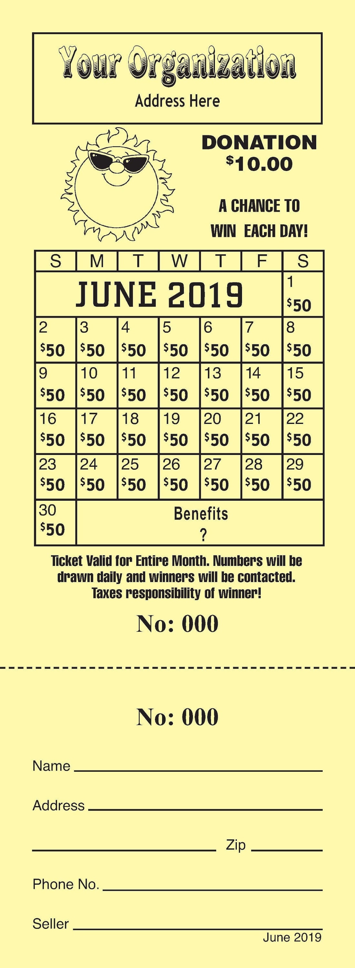 SMALL Custom Lottery Calendar Raffle Tickets Etsy