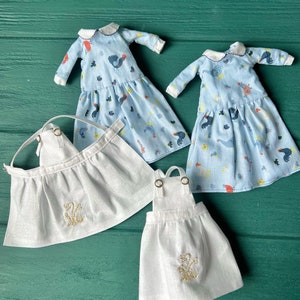 Blythe clothes, Blythe outfit, blythe set of clothes, blythe dress, blythe apron, machine embroidery, clothes for blythe, set of clothes