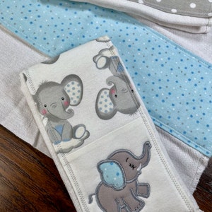 Elephant Burp Cloth Set, Baby Boy Cloth Diaper Burp Rag, Newborn Baby Necessity, Animal Nursery Decor, Baby Shower Gift, Soft Spit Towel image 7