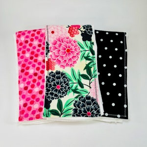 Baby Girl Burp Cloths, Floral Cloth Diaper Burp, Floral Burp Rag Set, Bright Pink Nursery Decor, Flower Baby Shower Gift, Hand Sewn Burp