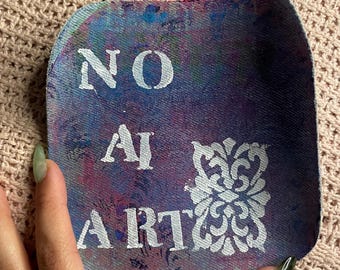 NO AI ART Parche termoadhesivo floral azul