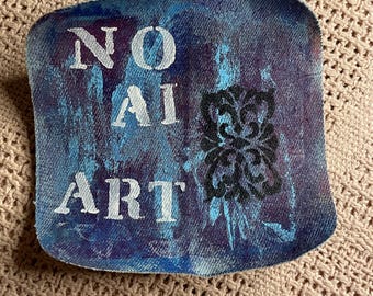 NO AI ART Parche termoadhesivo pintado de color azul