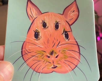 Pink 6 Eyed Alien Bunny Sticker